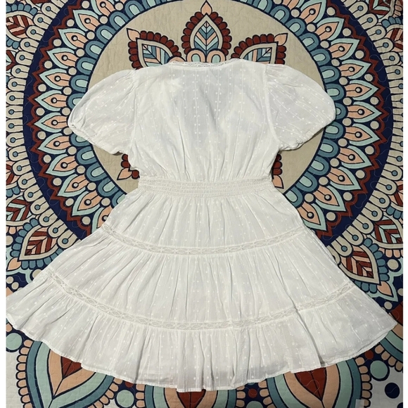 ZARA WHITE COTTON DRESS WITH EMBROIDERED LACE TRIMS SIZE small - Picture 4 of 8